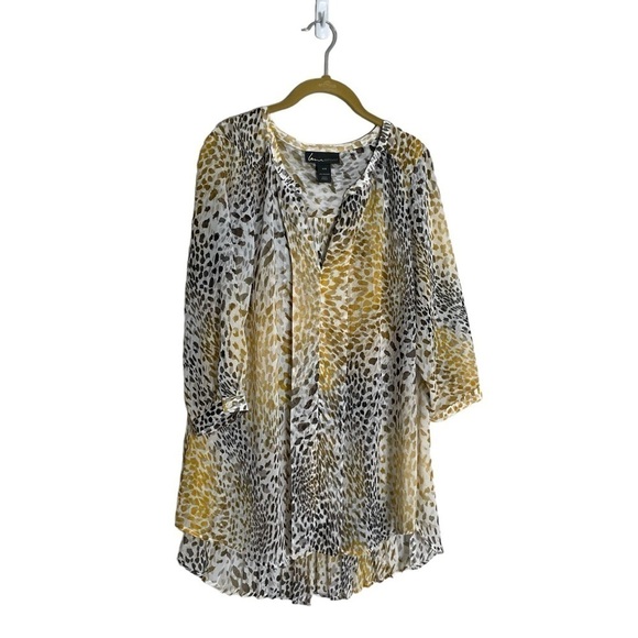 Lane Bryant Accordion Pleat Back Animal Print Sheer Blouse 14/16 - Picture 1 of 4